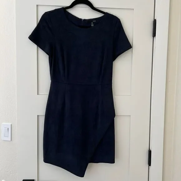 Aqua Faux suede Navy Blue Dress Size M - Picture 3 of 5
